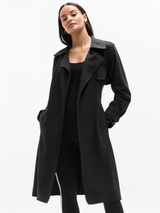 Athleta Jackets & Blazers - Athleta NWT Black Stellar Trench Coat